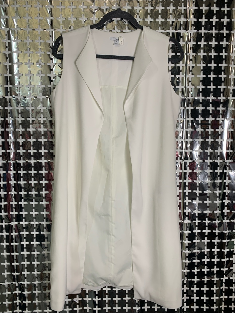 Bar III Cream Sleeveless Long Open Front Vest